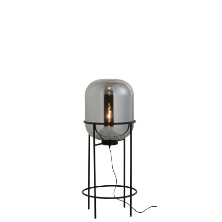Lámpara de vidrio gris con pie de metal negro 40*96 cm