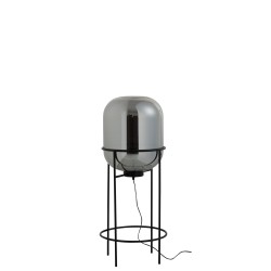 Lámpara de vidrio gris con pie de metal negro 40*96 cm