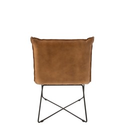 CHAISE LOUNGE AVI CUIR/FER CAMEL