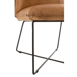 CHAISE LOUNGE AVI CUIR/FER CAMEL