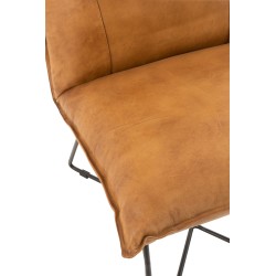CHAISE LOUNGE AVI CUIR/FER CAMEL