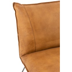 CHAISE LOUNGE AVI CUIR/FER CAMEL