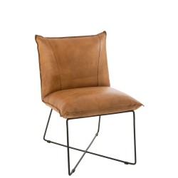 CHAISE LOUNGE AVI CUIR/FER CAMEL