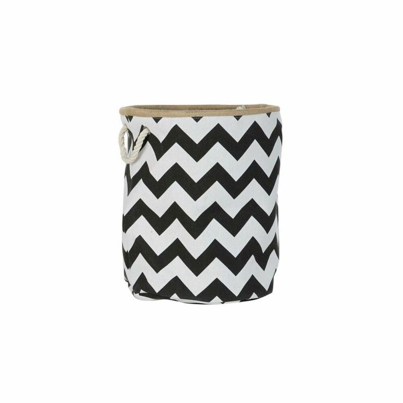Panier DKD Home Decor Blanc Noir Jute Zigzag Moderne 38 x 38 x 45 cm