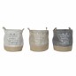Panier DKD Home Decor Beige Gris Marron Clair 39 x 39 x 41 cm Polyester (3 Unités) (3 Pièces)