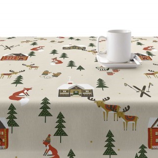 Nappe enduite antitache Mauré Merry Christmas 140 x 140 cm