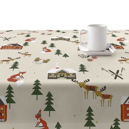 Mantel resinado antimanchas Belum Merry Christmas 140 x 140 cm