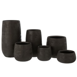 Jarrón irregular rugoso cerámica negro Alt. 42 cm