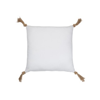 Coussin carré avec pompons blanc 45x45cm - Coussin d'extérieur