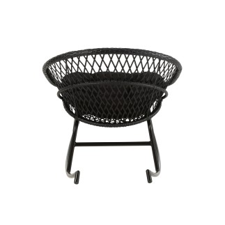 Chaise à bascule extérieur ronde en aluminium noir 118x82x78 cm