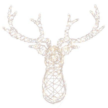 Tête de renne murale avec led en métal blanc 37x62x78 cm