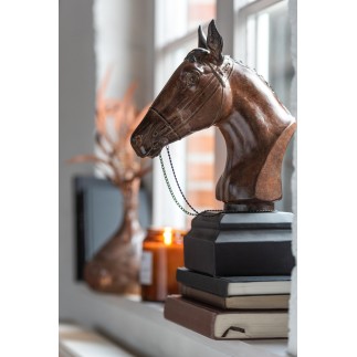 Tête de cheval en résine marron de 35,5 cm