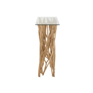 CONSOLE BRANCHE TECK NATUREL/VERRE