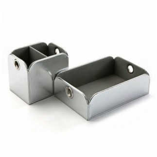 Vaciabolsillos Versa Plata Polipiel Metal (13 x 6,5 x 20 cm)