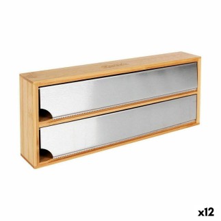 Portarrollos de Cocina Quttin Bambú Aluminio 33,5 x 13 x 5,5 cm (12 Unidades)
