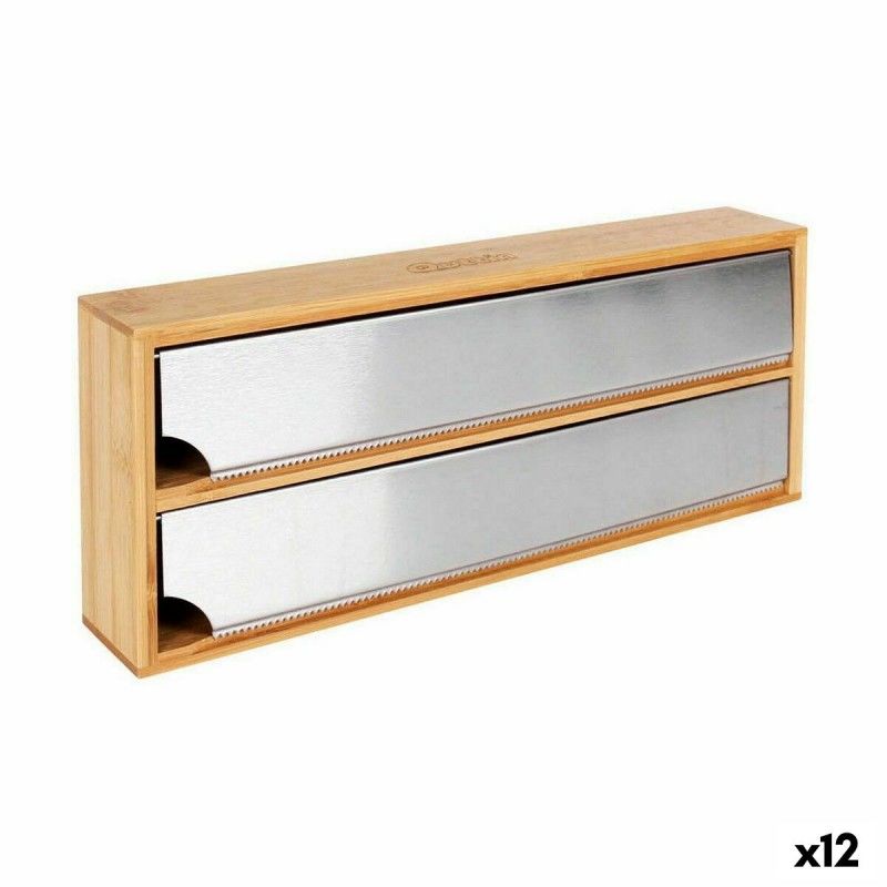 Portarrollos de Cocina Quttin Bambú Aluminio 33,5 x 13 x 5,5 cm (12 Unidades)