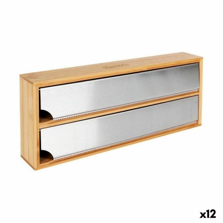 Portarrollos de Cocina Quttin Bambú Aluminio 33,5 x 13 x 5,5 cm (12 Unidades)