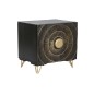 Table de Nuit Home ESPRIT Noir Doré Métal Bois de manguier 50 x 40 x 50 cm