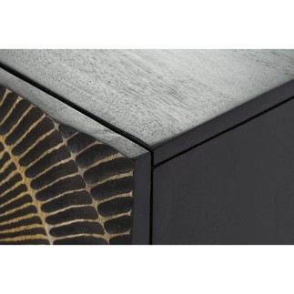 Table de Nuit Home ESPRIT Noir Doré Métal Bois de manguier 50 x 40 x 50 cm