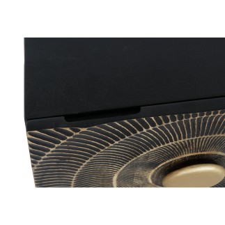 Table de Nuit Home ESPRIT Noir Doré Métal Bois de manguier 50 x 40 x 50 cm