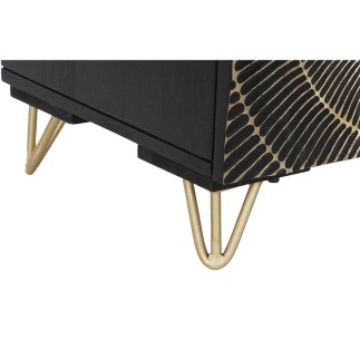 Table de Nuit Home ESPRIT Noir Doré Métal Bois de manguier 50 x 40 x 50 cm