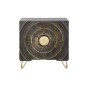 Table de Nuit Home ESPRIT Noir Doré Métal Bois de manguier 50 x 40 x 50 cm