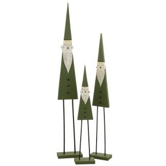 Papá Noel de pie en madera verde 24x11x152 cm