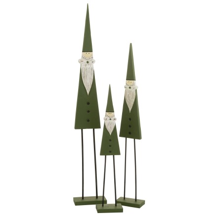 Papá Noel de pie en madera verde 24x11x152 cm
