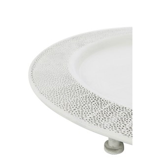 Plataforma con patas de metal blanco de 70x70x7 cm
