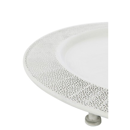 Plataforma con patas de metal blanco de 70x70x7 cm