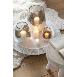 Plataforma con patas de metal blanco de 70x70x7 cm