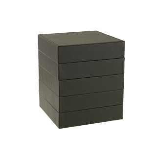 Caja de joyería con 4 compartimentos de madera negra de 19x19x23 cm