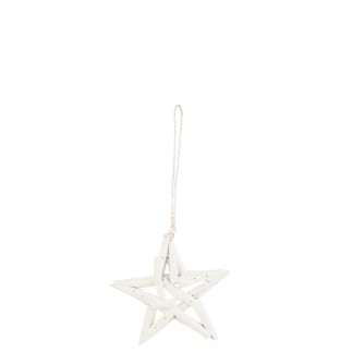Suspension de Noël en bois blanc 17x17x3.5 cm