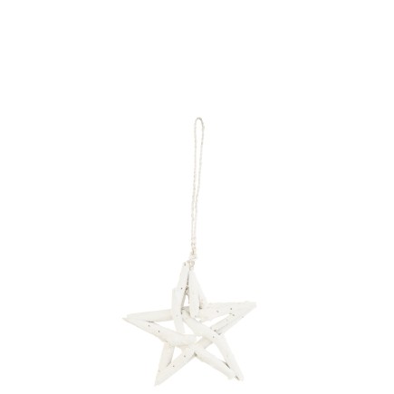 Suspension de Noël en bois blanc 17x17x3.5 cm