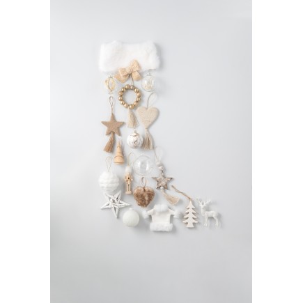 Suspension de Noël en bois blanc 17x17x3.5 cm