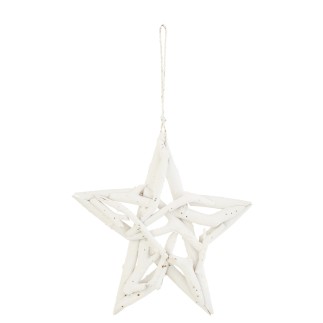 Suspension de Noël en bois blanc 26x26x3.5 cm