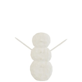 Muñeco de nieve de madera blanca de 32x10x32 cm