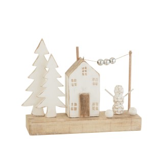Décoration de Noël en bois naturel 43x12x30 cm