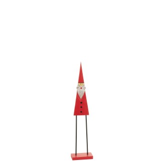 Papá Noel de pie en madera roja de 21x9x92 cm