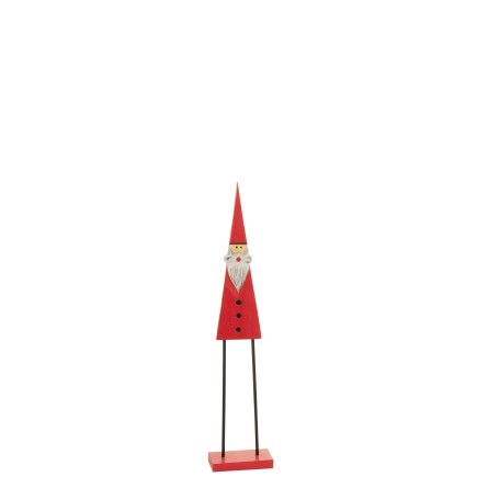 Papá Noel de pie en madera roja de 21x9x92 cm