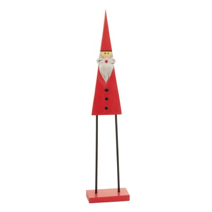 Papá Noel de pie en madera roja de 21x9x92 cm