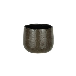 Vaso di fiori in ceramica grigio scuro con motivo 16x16x15cm