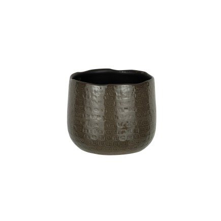 Vaso di fiori in ceramica grigio scuro con motivo 16x16x15cm
