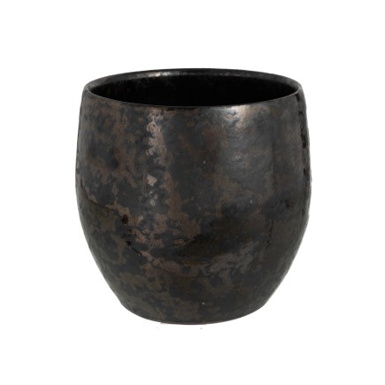Grande Vaso di fiori in ceramica nera antica