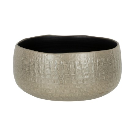 Vaso di fiori bassa in ceramica grigio chiaro 32x32x15cm