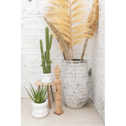 Macetero de madera blanca 65x65x100 cm