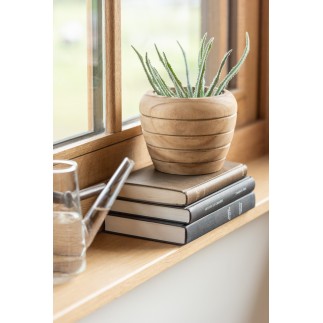 Cache-pot en bois beige 15.5x15.5x12 cm