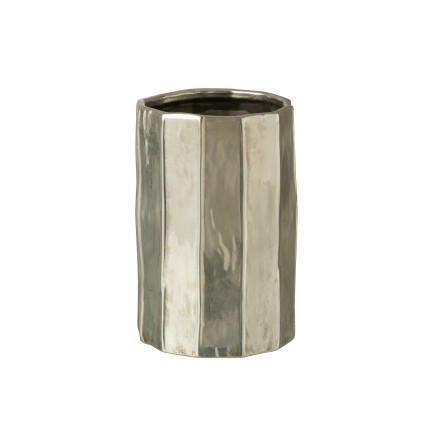 Cache-pot en céramique argent 16.5x16.5x25.5 cm