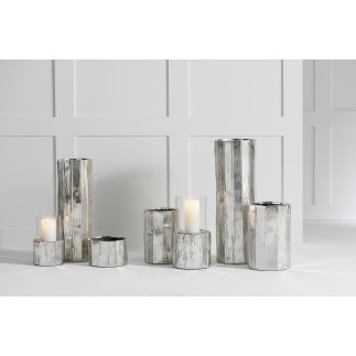 Vaso di fiori in ceramica argentata 16,5x16,5x25,5 cm
