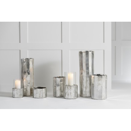 Cache-pot en céramique argent 16.5x16.5x25.5 cm